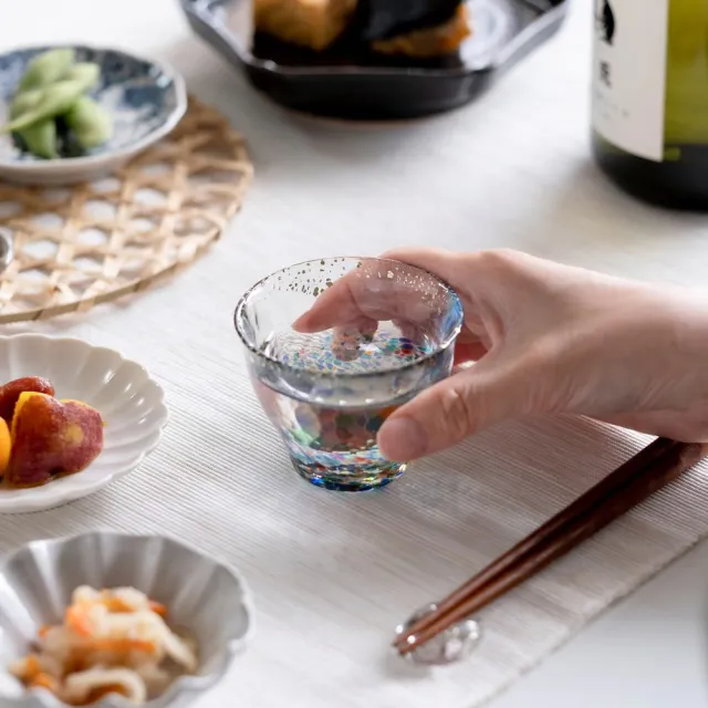 【ADERIA】日本津輕 2款 手作金彩花火湯吞杯 祭典湯吞杯 玻璃杯 85ml(玻璃杯 水杯 茶杯)