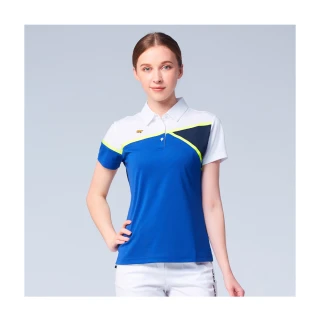 【Jack Nicklaus 金熊】GOLF女款彈性配色吸濕排汗高爾夫球衫/POLO衫(藍色)