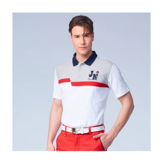 【Jack Nicklaus 金熊】GOLF男款雙配色吸濕排汗高爾夫球衫/POLO衫(白色)