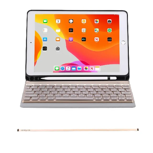 Powerway For iPad 10.2吋平板專用尊座型鋁合金藍牙鍵盤/皮套(iPad 9/8/7)