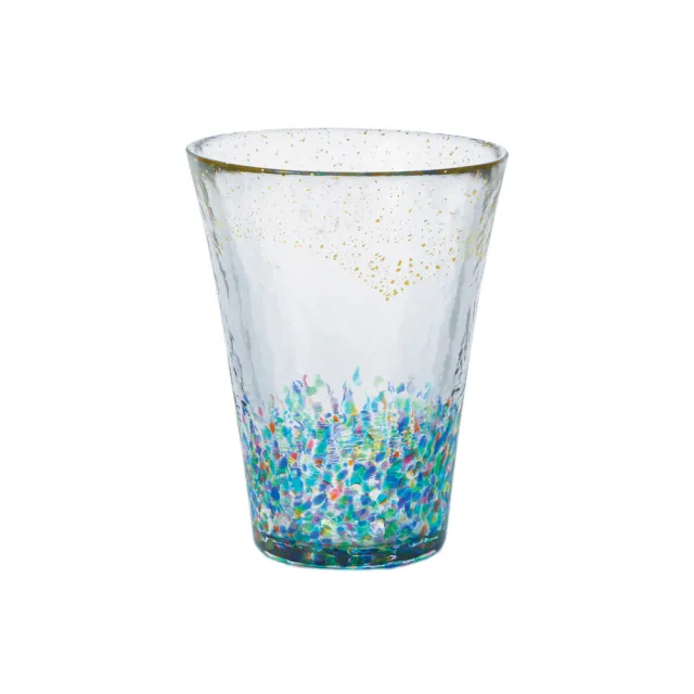 【ADERIA】日本津輕 2款手作玻璃杯 305ml 金彩花火祭典飲料杯(玻璃杯 水杯 飲料杯)