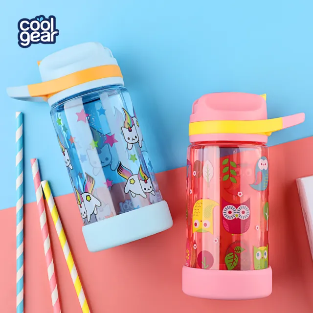 【Cool Gear 酷樂】兒童翻蓋吸管式運動水壺500ml（本款有2種版本彩盒）(美國Tritan材質)