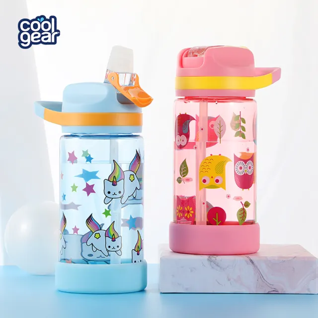 【Cool Gear 酷樂】兒童翻蓋吸管式運動水壺500ml（本款有2種版本彩盒）(美國Tritan材質)