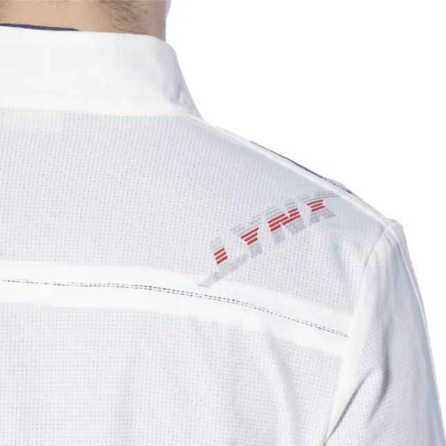 【Lynx Golf】男款吸排透氣易溶紗材質3M反光印花隱形拉鍊口袋長袖外套(白色)
