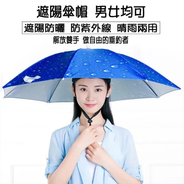 【寶盒百貨】單層直徑約77cm 男女頭戴式雨傘 防風 防雨 防曬(釣魚頭戴式雨傘帽 戶外遮陽 懶人傘帽)