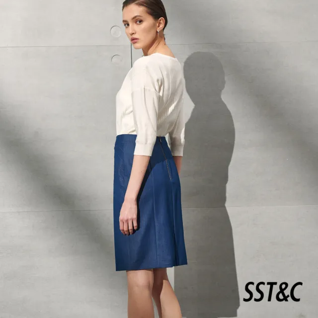 【SST&C 最後６５折】丹寧藍造型鉛筆西裝裙7462203004
