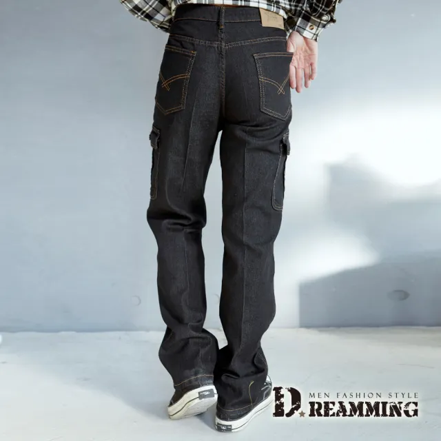 【Dreamming】加大尺碼 簡約素面多口袋伸縮牛仔褲 工裝褲 工作褲(共二色)