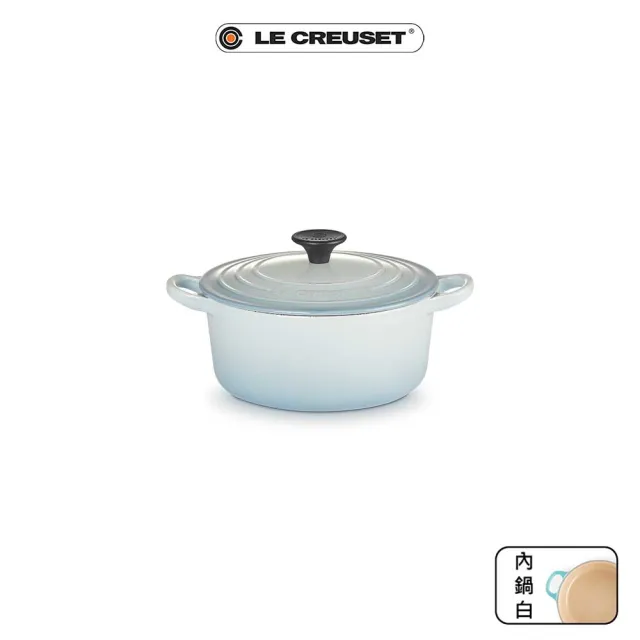 Le Creuset】琺瑯鑄鐵鍋圓鍋18cm(海岸藍-電木頭-內鍋白) - momo購物網 