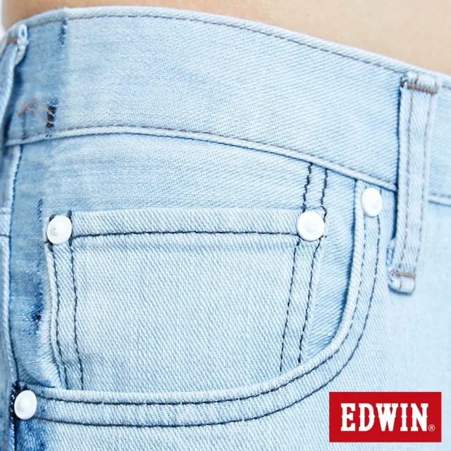 【EDWIN】男裝 503 EDGE LINE立體繡窄管牛仔褲(重漂藍)