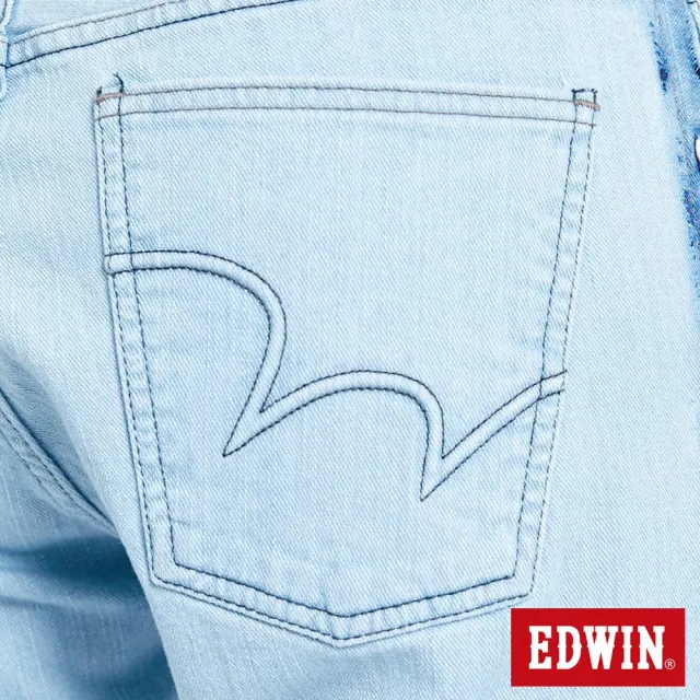 【EDWIN】男裝 503 EDGE LINE立體繡窄管牛仔褲(重漂藍)