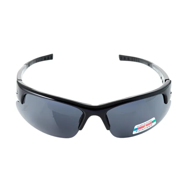 【Z-POLS】帥氣半框設計質感亮黑 搭載Polarized偏光運動太陽眼鏡(抗UV400 可配度數設計)
