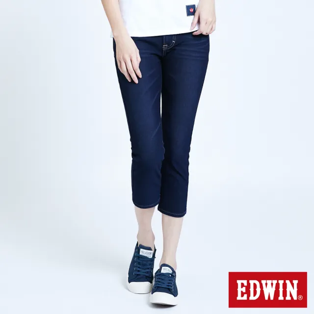 【EDWIN】女裝 JERSEYS迦績EJ2透氣修身七分牛仔褲(原藍磨)