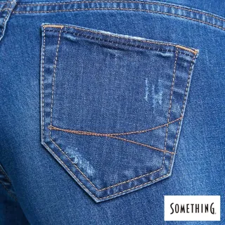 【SOMETHING】女裝 NEO FIT內腰鬆緊帶九分牛仔褲(中古藍)