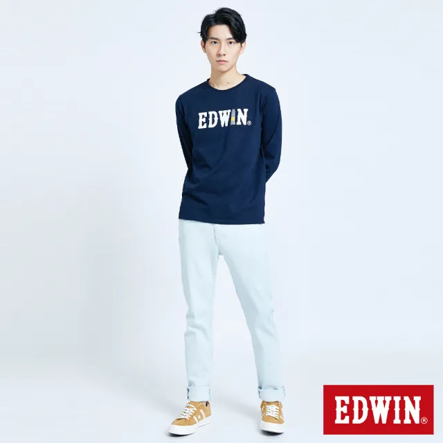 【EDWIN】男裝 大尺碼-503EDGE窄直筒牛仔褲 綠色袋花(重漂藍)