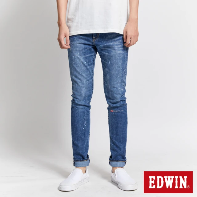【EDWIN】男裝 60週年窄管牛仔褲(石洗藍)