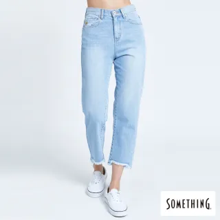 【SOMETHING】女裝 NEO FIT基本九分窄直牛仔褲(石洗藍)