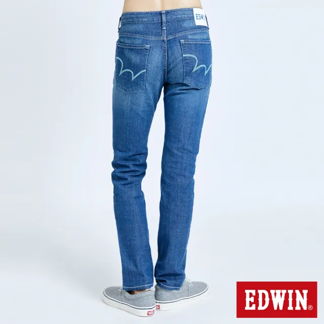 【EDWIN】男裝 大尺碼-503EDGE窄直筒牛仔褲 綠色袋花(拔淺藍)