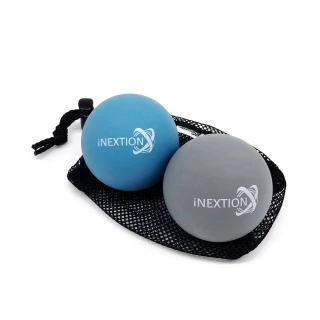 【INEXTION】Therapy Balls 筋膜按摩療癒球 2入組 - 淺藍+天灰(50D+65D 天然橡膠按摩球 台灣製)