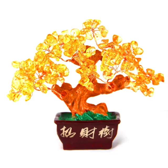 【菩提居】黃水晶招財樹*1入(催財+招財開運必備)-鬼月必備-保平安-避邪