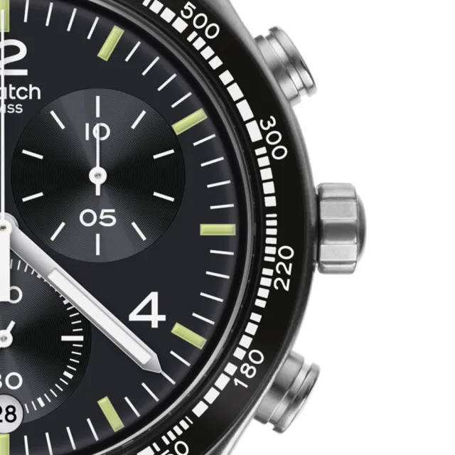 【SWATCH】Irony 金屬Chrono 系列手錶 NIGHT FLIGHT AGAIN 夜航 瑞士錶 錶 三眼 計時碼錶(43mm)