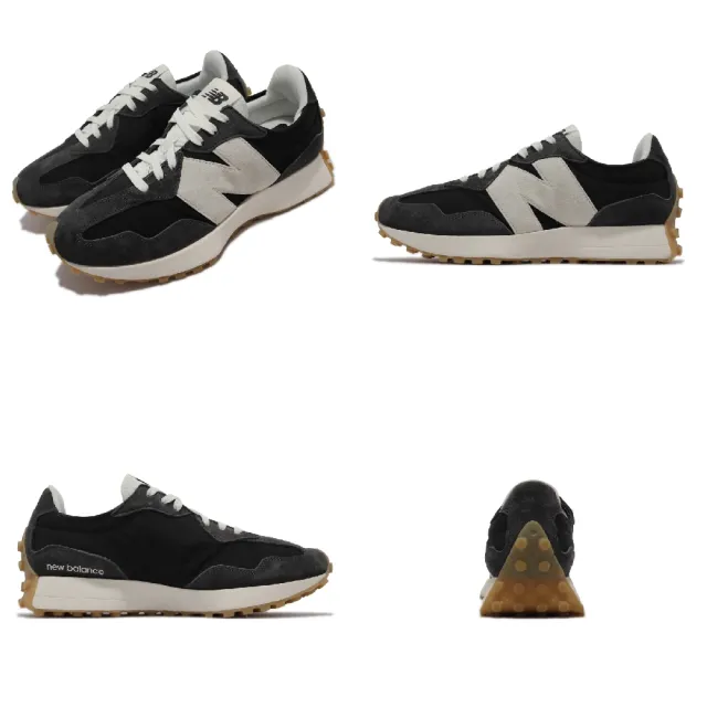 【NEW BALANCE】休閒鞋 327 男鞋 女鞋 黑 深灰 復古 NB 麂皮 情侶鞋 碳黑鮮奶(MS327KB1-D)