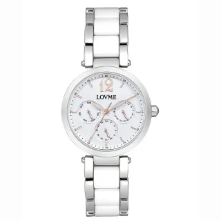 【LOVME】032系列三眼半陶瓷錶帶時尚手錶(VS0032L-22-241)