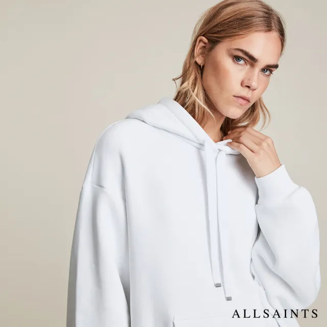 【ALLSAINTS】LILA 純棉厚實口袋連帽衛衣式洋裝-白(舒適版型)