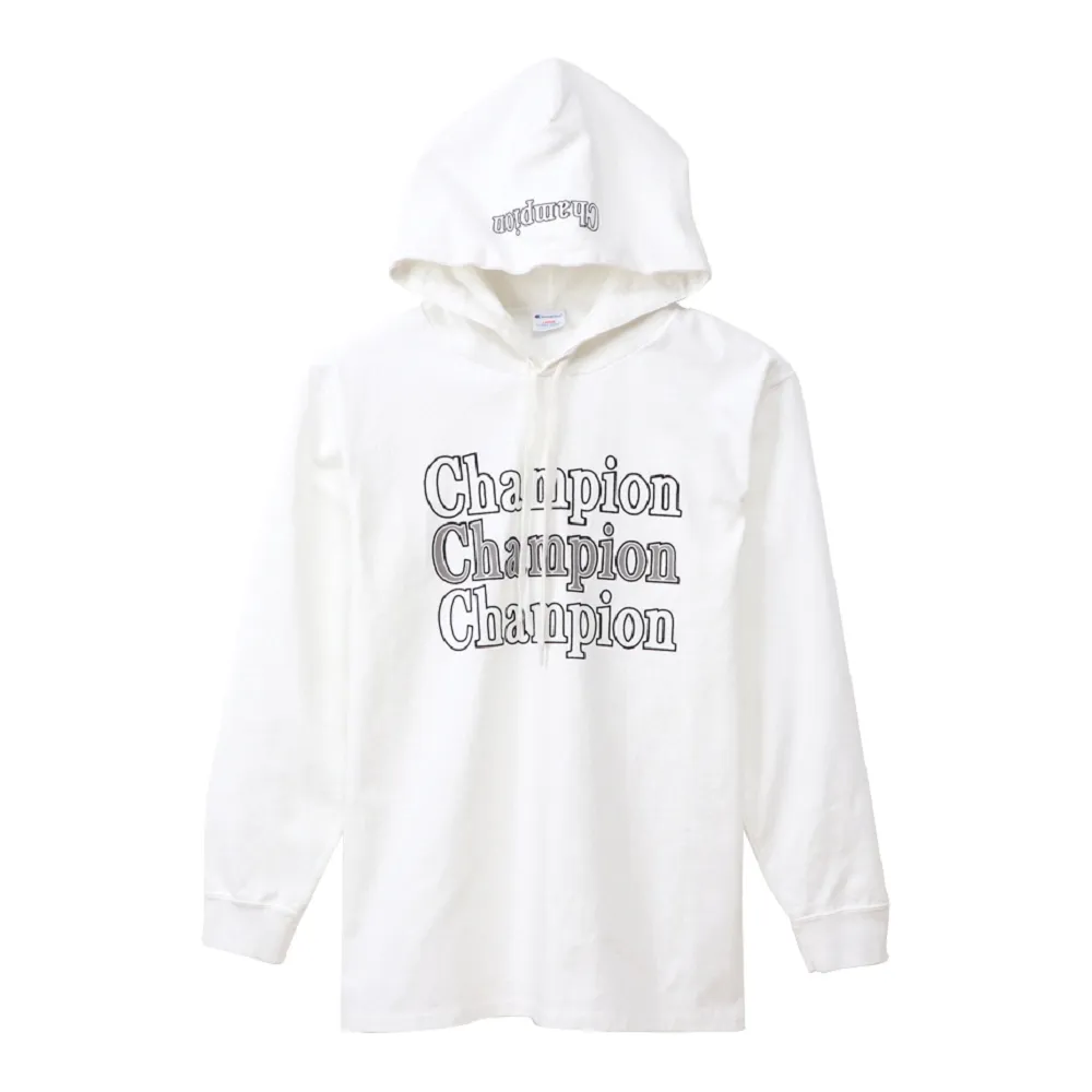 【Champion】官方直營-Campus Logo長袖連帽Tee-男(白色)