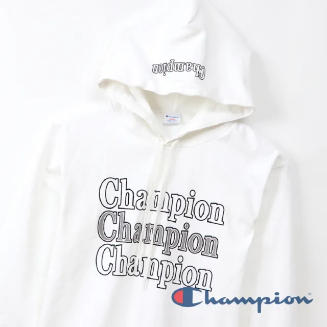 【Champion】官方直營-Campus Logo長袖連帽Tee-男(白色)