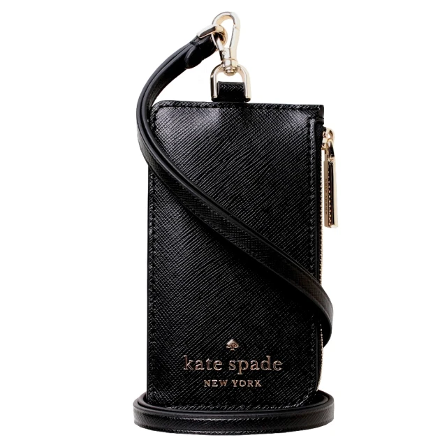 KATE SPADE STACI防刮皮革拉鍊零錢包證件/票卡夾(黑)