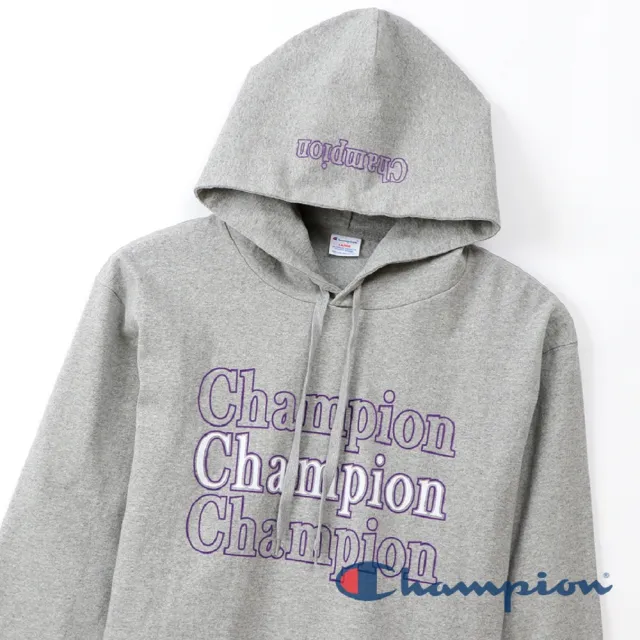 【Champion】官方直營-Campus Logo長袖連帽Tee-男(灰色)