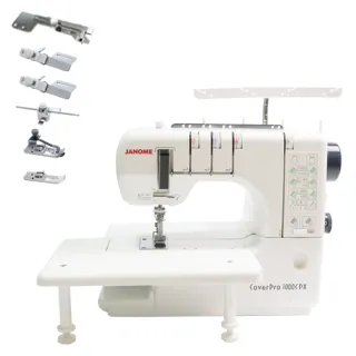 【JANOME 車樂美】三本機1000CPX加送輔助桌+6件壓布腳組合(1000CPX)