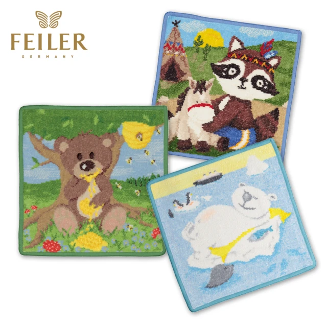 【Feiler】可愛熊熊方巾 3款(25x25cm)