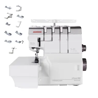 【JANOME 車樂美】氣動式拷克機加送11件壓布腳組合(2000D)