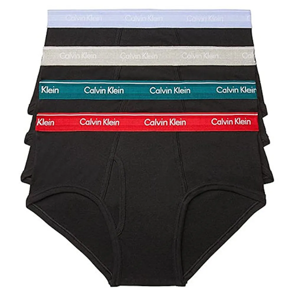 【Calvin Klein 凱文克萊】2022男彩色褲頭黑色三角內著混搭4件組-網(預購)