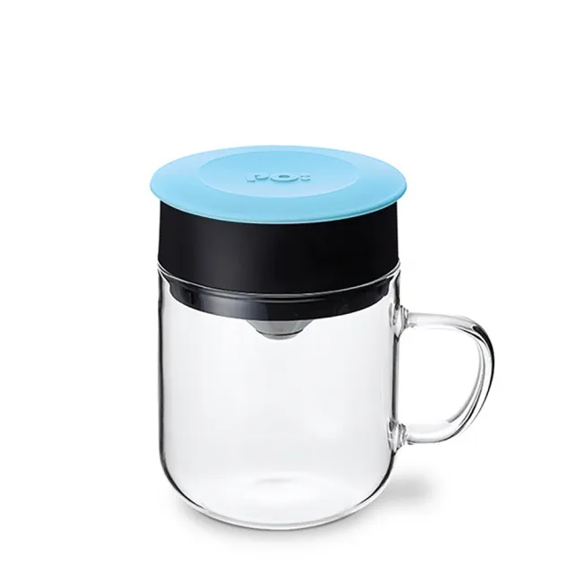 【PO:】2入組手沖咖啡(咖啡玻璃杯350ml-黑綠+咖啡玻璃杯240ml-天使藍)