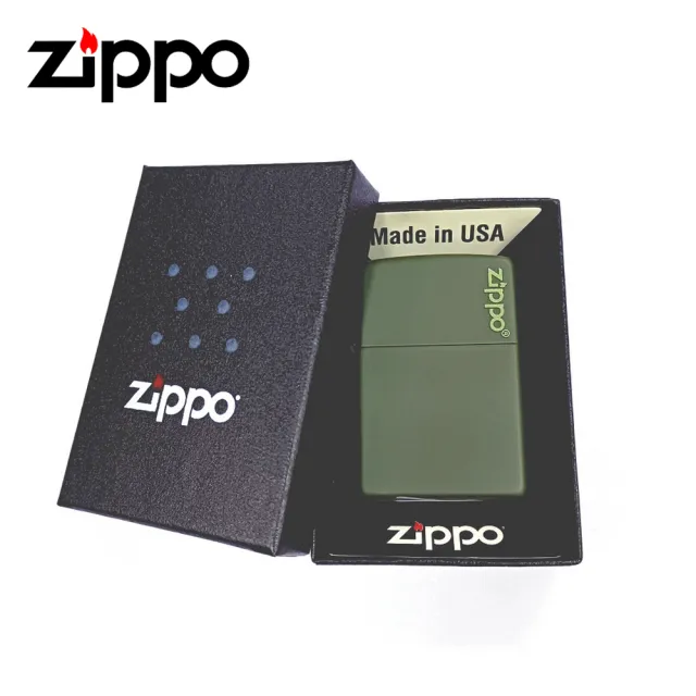 【Zippo】軍綠烤漆Zippo Logo 大 打火機(221ZL)