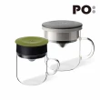 【PO:】2入組手沖咖啡(咖啡玻璃杯350ml-黑灰+咖啡玻璃杯240ml-橄欖綠)