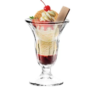 【Ocean】直紋聖代杯 玻璃杯 冰淇淋杯 225ml 6入組(玻璃杯 甜點杯)