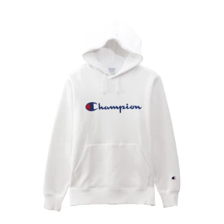 【Champion】官方直營-BASIC草寫Logo連帽長袖Tee-男(白色)