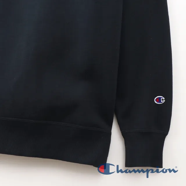 【Champion】官方直營-BASIC內刷毛長袖大學TEE-男(黑色)