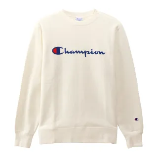 【Champion】官方直營-BASIC草寫Logo內刷毛長袖大學Tee-男(白色)