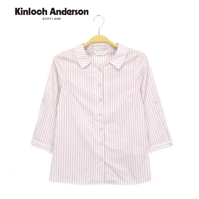 【Kinloch Anderson】條紋燙鑽落肩上衣 金安德森女裝(粉紅)