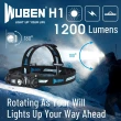 【WUBEN 錸特光電】H1 高亮泛光 頭燈 1200流明 標配18650鋰電池(可調整角度 閱讀燈 紅光 防水 工作頭燈)