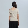 【AZUR】單肩斜領造型針織短袖上衣-3色