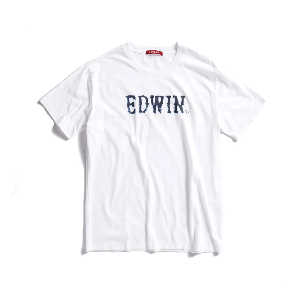 【EDWIN】男裝 人氣復刻款 斑駁LOGO短袖T恤(白色)