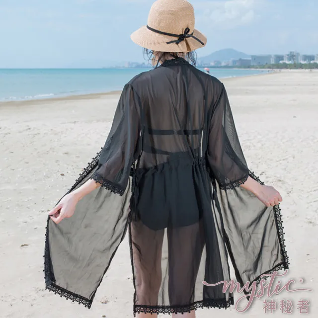 【TING BRA 婷姐內衣】長袖蕾絲中長版開衫防曬外罩罩衫(外罩 罩衫 泳衣罩衫)