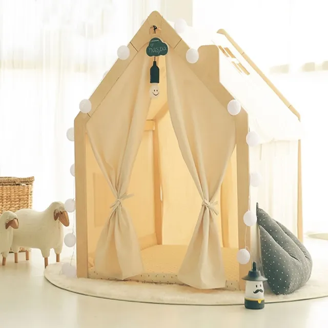 【Naspa】手工製頂級遊戲木屋-美型卡榫結構兒童帳篷遊戲床韓劇同款-和諧(橡膠槌版)