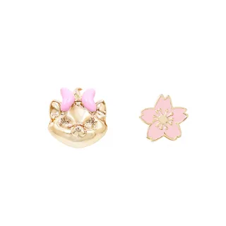 【Lotin 羅婷】2020櫻花季-櫻花瑪麗貓 針式耳環(迪士尼、飾品、項鍊、櫻花季、針式耳環)