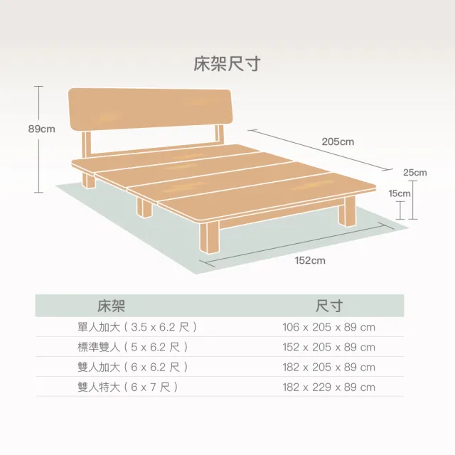 【MORiii  森手木工】微風 標準雙人5尺紅橡木實木床架